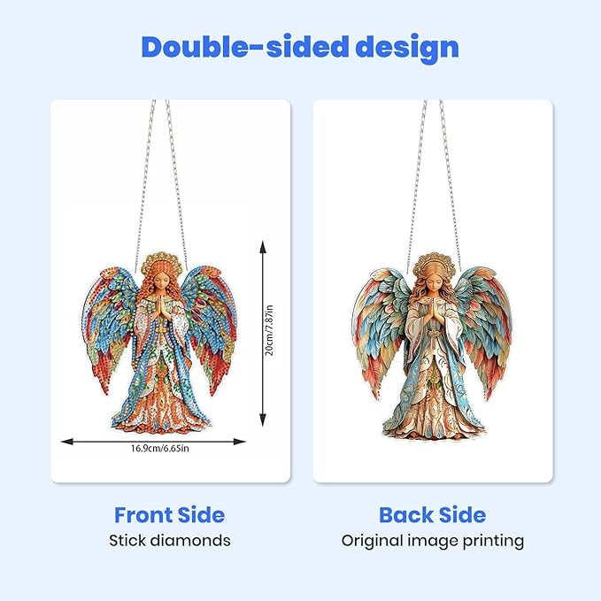 MXJSUA Diamond Art Hanging Kits for Adults Beginners, DIY Acrylic 5D Special Shaped Crystal Diamond Gem Art Painting Hanging Ornament for Home Wall Decor and Gift (Angel of Hope)