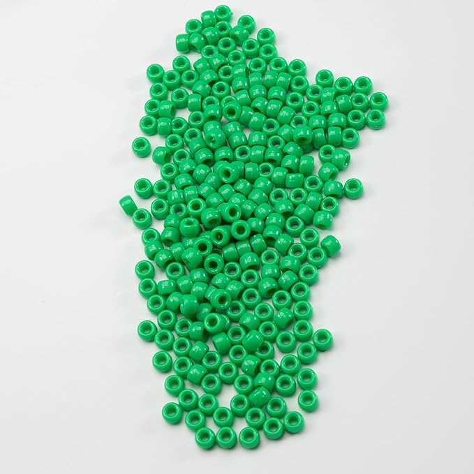 1000 Pcs Acrylic Pony Beads 6x9mm Bulk for Bracelet Necklace Jewelry Making Earring Hair Braiding Kandi Beads (green2)