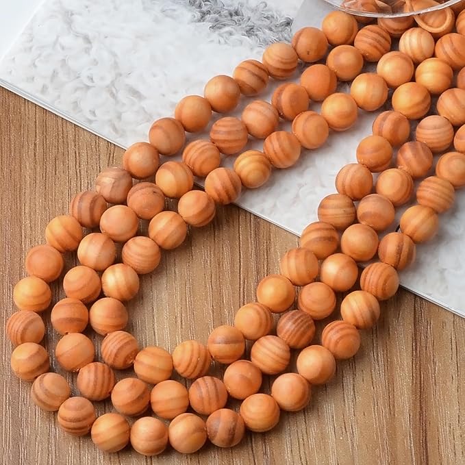 6mm Massive Beads Natural Wooden Round Loose Beads Jewelry Making with Thread 200 PCS(Emperor Blood Wood, 6mm)