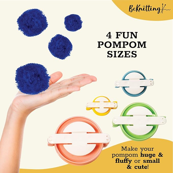 BeKnitting Knitting Kit for Beginners Adults & Kids - Learn to Knit - Yarn, Pompom Makers, Needles & Other Supplies | Holiday Gifts, Gift-Ready Box