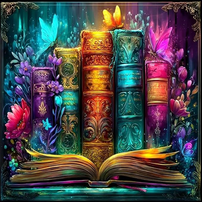 ARPADAMO Diamond Art Kits for Adults,5D Books Diamond Painting DIY Landscape Diamond Art Diamond Painting Kits for Adult,Round Full Drill Diamonds, Diamond Art Kits for Home Decor-12x12inch