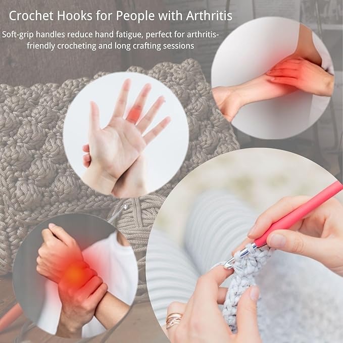blingcute ergonomic crochet hook set with case, 82 pcs crochet starter kit (0.6–10mm), aluminum hooks with soft grip, complete crochet set for beginners & chunky yarn