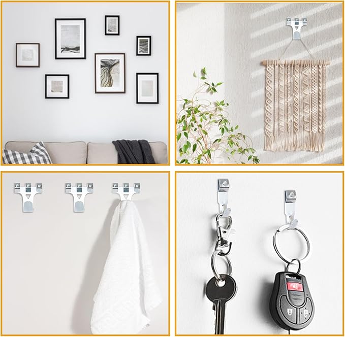 KURUI Picture Hanging Kit for Wall Decor, Frame, Painting, Art, Photo, 385Pcs Picture Hangers with Heavy Duty Hooks, Sawtooth, Hardware Nails, Wall Hangers for Bedroom Office Classroom (Silver)