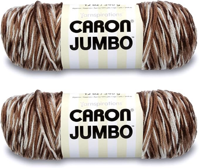 Caron Jumbo Prints Chocolate Varg Yarn - 2 Pack of 340g/12oz - Acrylic - 4 Medium (Worsted) - 595 Yards - Knitting/Crochet