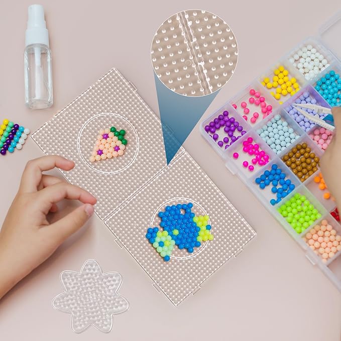 10Pcs 5mm Fuse Beads Pegboards，Multiple Shapes Melty Beads Peg Boards with 4Pcs Tweezers for Ironing Pixel Art Kit and Crafts