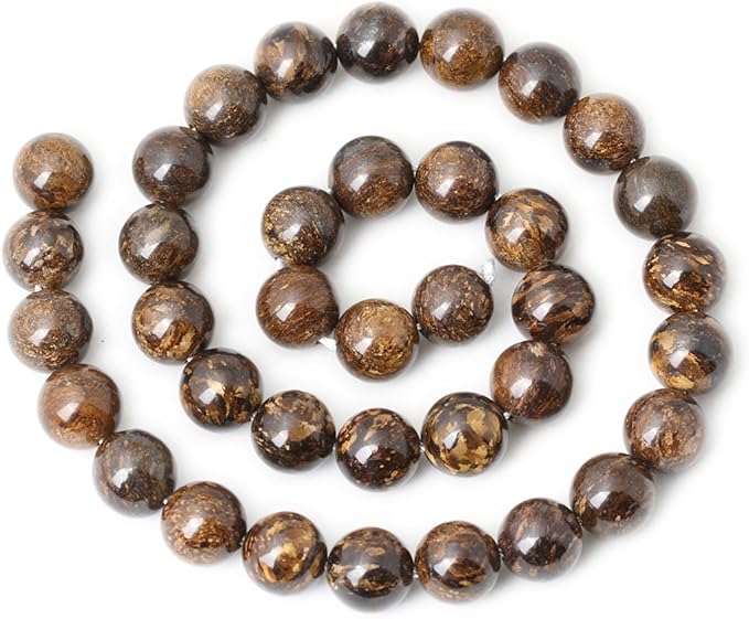 cheavian 35pcs 10mm natural bronzite gemstone round loose beads for jewelry making diy handmade 1 strand 15"