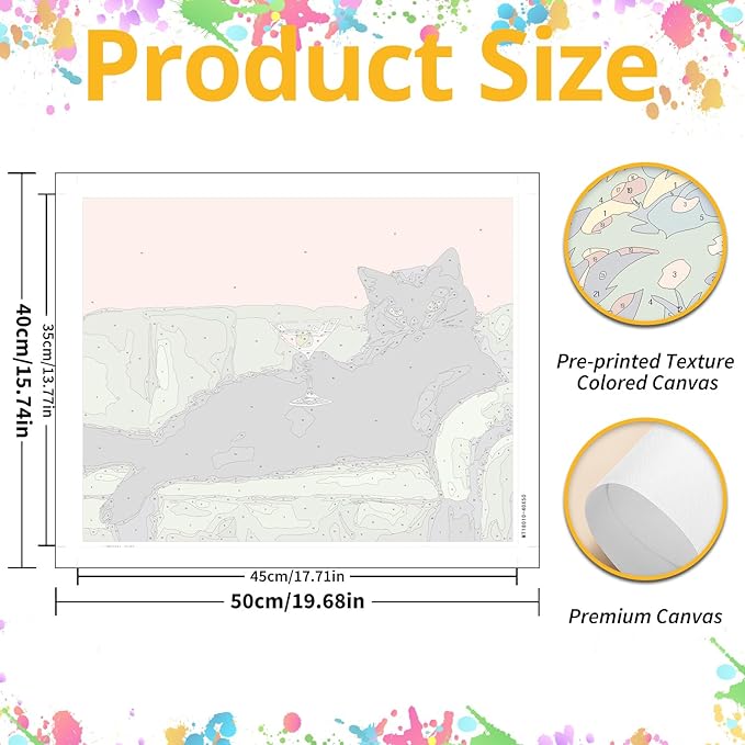Mandun Cat Paint by Numbers for Adult,Cat Paint by Numbers Kit for Adults Beginners, DIY Acrylic Painting on Canvas for Home Wall Art Decor(16x20Inch
