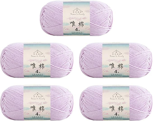 Susan's Family 4 ply 60% Cotton 40% Acrylic Yarn - Soft & Durable - 5 x 50g (1.76oz) - 655 Yards for Knitting & Crocheting - Baby Blankets, Amigurumi, Sweaters & More