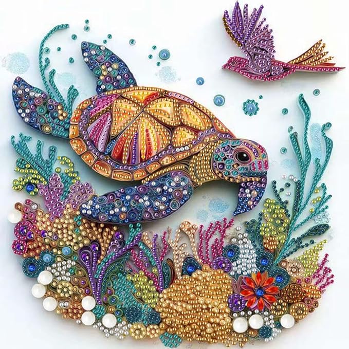 ZQEATRY Sea Turtle Diamond Painting Kits for Adults,5D Special Shape Diamond Art Kits for Adults Beginners,DIY Crystal Rhinestones Diamond Dots with Gem Art Kits,Home Wall Decor 12 X 12 inch