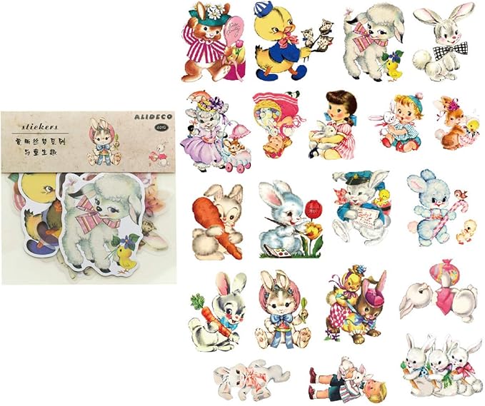 Alideco 80Pcs Vintage Vinyl Scrapbooking Stickers Packs, Funny Aesthetic Kawaii Stickers for Adult, for Girls Journaling Assorted Phone