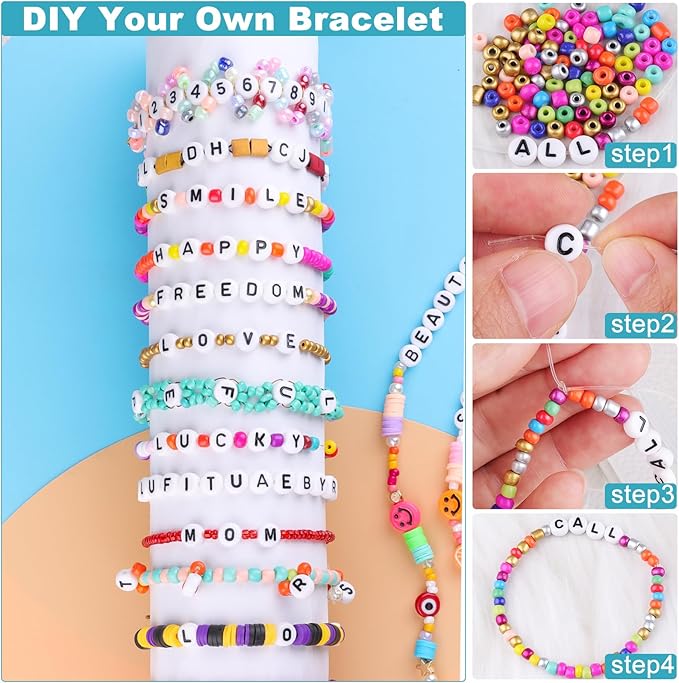 500pcs Letter E Beads Bulk, Letter Beads, Alphabet Bead for Friendship Bracelets, Jewelry Making Supplies,DIY Making Kit