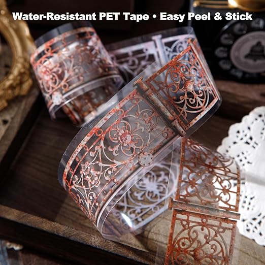 6 Rolls Retro Rust Fence PET Tape, Vintage Industrial Fence Collage Set for Scrapbook, Junk Journal, Tags, DIY Crafts & Personal Decor