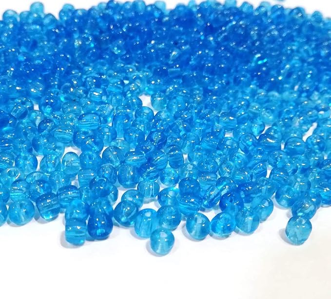 Perlin Glass Seed Beads 4mm 6/0 Round 1100pcs Mini Small Pony Spacer Beads Kit for Jewelry Making Earrings Bracelets Pendants Waist DIY Handmade (Aquamarine Transparent)