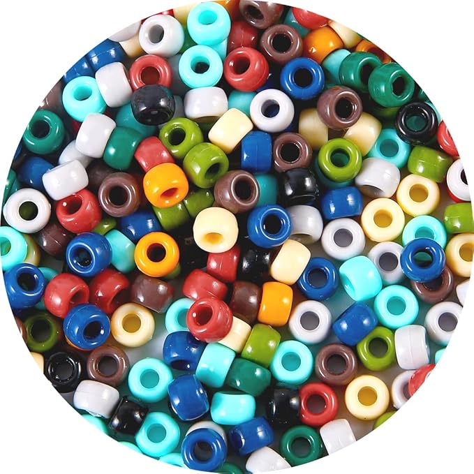 pony multi-colored bracelet beads for hair braids & crafts - plastic earth tone hair beads (small pack)