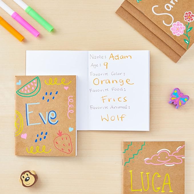 Paper Junkie Bulk Notebooks - A6 4 x 6-Inch, Kraft, Unlined, Pack of 24 - Blank Sketchbook & Mini Sketch Pads for Kids - Nature Journal for Kids & Craft Paper Notebooks
