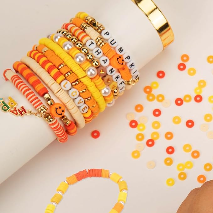 6000+Pieces Polymer Clay Beads, 6 Colors Clay Beads for Bracelets Making Heishi Beads Friendship Bracelet Making Kit for Girl Women Adults (Yellow)