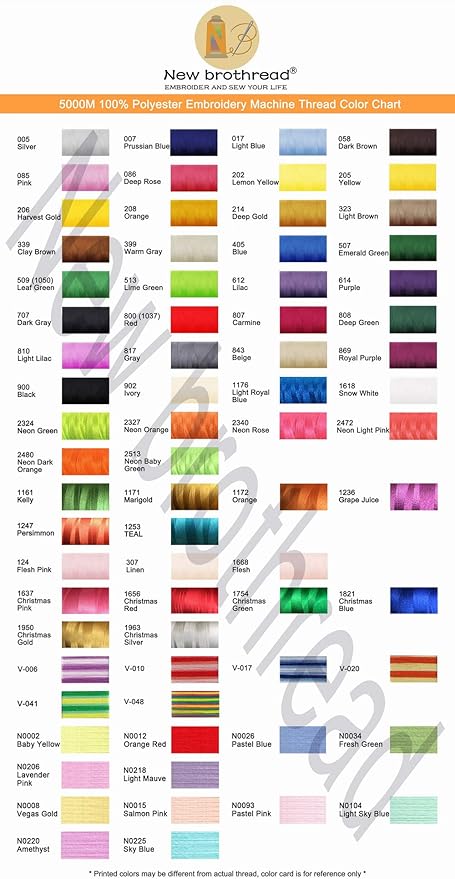 New brothreads - 40 Options- Various Assorted Color Packs of Polyester Embroidery Machine Thread Huge Spool 5000M for All Embroidery Machines -Variegated Colors 2