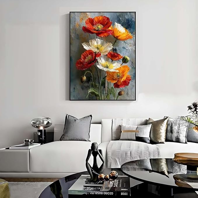 Diamond Art Painting Kits for Adults Beginners, DIY Diamond Painting Kits for Flowers,5D Full Drill Diamond Flowers Painting Kits for Home Wall Decor 12x16 Inch