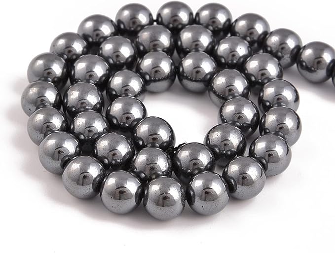36pcs 10mm Natural Black Hematite Gemstone Round Spacer Loose Stone Beads for Jewelry Making 15.5" 1 Strand (Black Hematite, 10mm 36Beads)