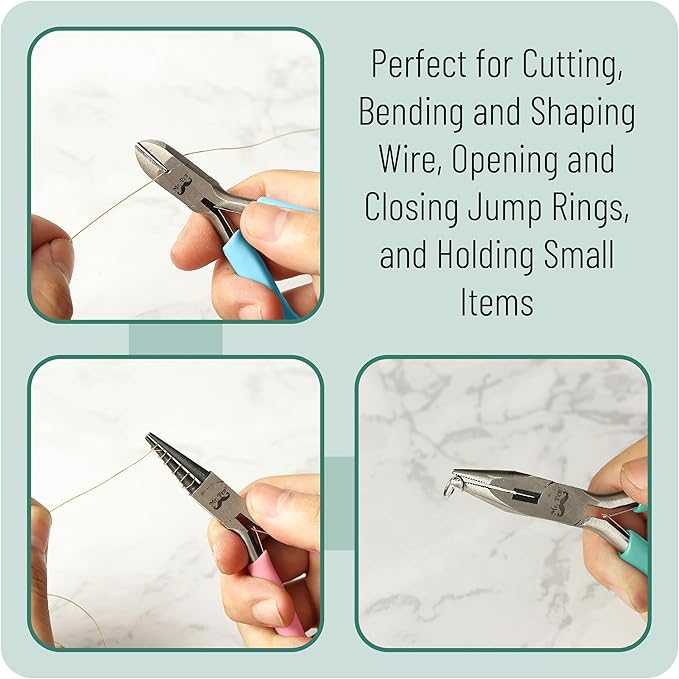 Mr. Pen- Jewelry Pliers Set, 3 Pack, Colorful, Rubber Handle & Ergonomic Design, Mini Pliers for Jewelry Making Tools, Small Wire Cutters for Crafting