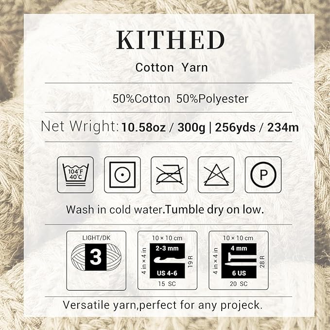 Cotton Yarn，10.5oz，526yard，3 Pack ，Soft Yarn for Crocheting and Knitting (14 Emerald Green)