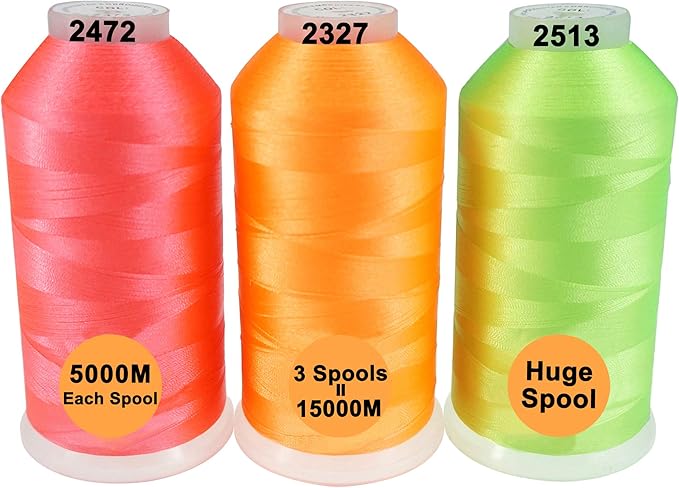 New brothreads - 40 Options- Various Assorted Color Packs of Polyester Embroidery Machine Thread Huge Spool 5000M for All Embroidery Machines -Neon Colors 2