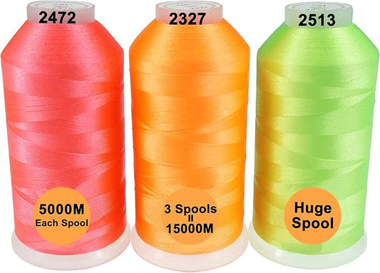 New brothreads - 40 Options- Various Assorted Color Packs of Polyester Embroidery Machine Thread Huge Spool 5000M for All Embroidery Machines -Neon Colors 2