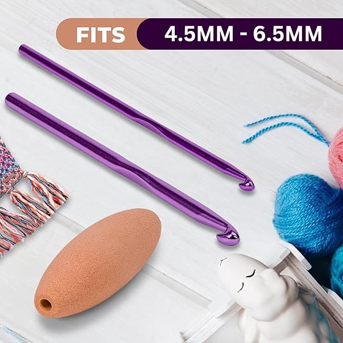 Ergonomic Crochet Hook Grip for 4.5mm–6.5mm, Hooks Comfortable NBR Cushion for Arthritis Relief, Non-Slip Crochet Hook Grips Removable, Crochet Hooks Ergonomic for All Ages
