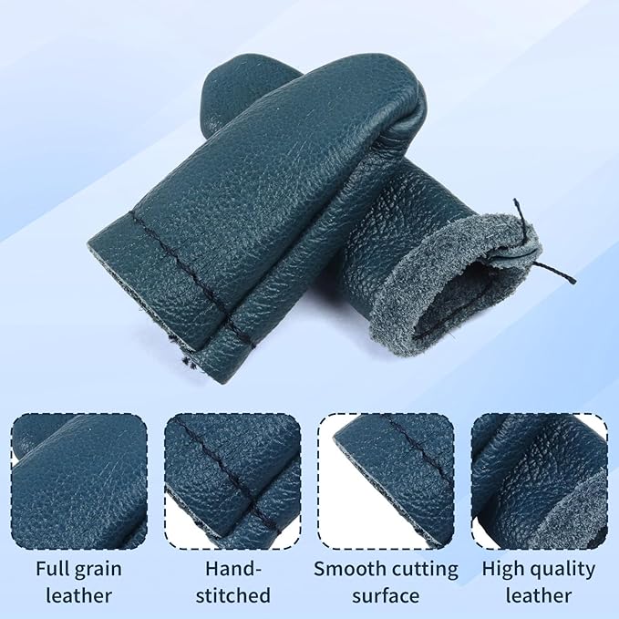 Leather Finger Protector Needle,4 Pairs Needle Felting Knitting Finger Protector, Needle Felting Knitting Finger Thimble Guards Tools, Needlework Fingers Thumb Protection Sleeve Cots(Random Color)