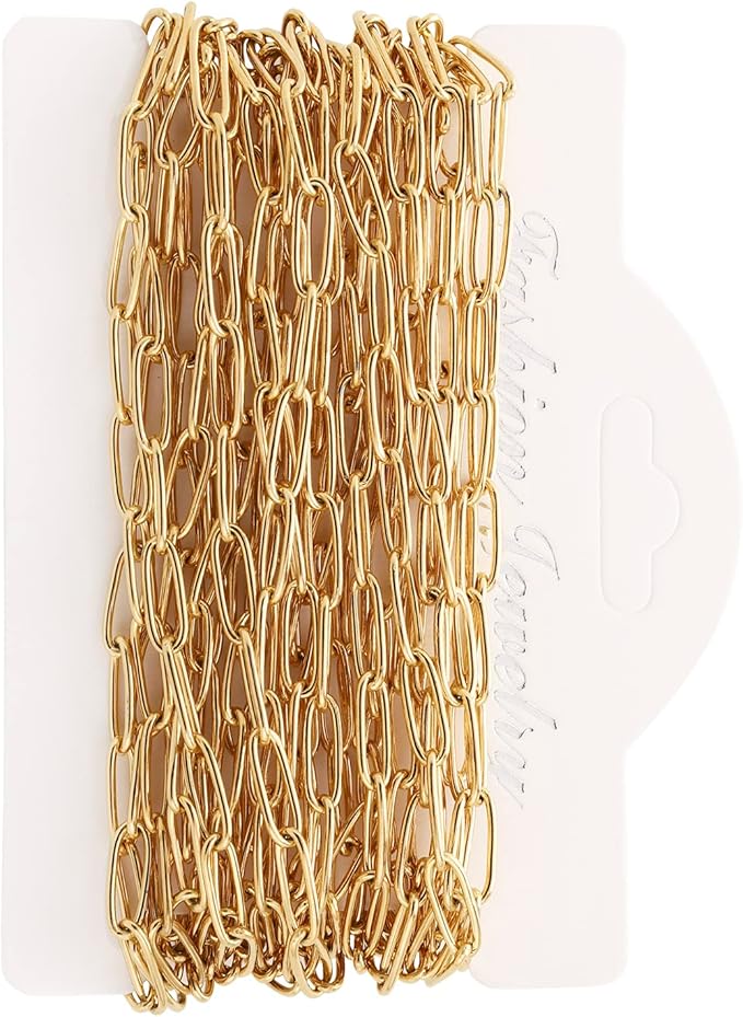 16.4 feet necklace chains for jewelry making, gold plated stainless steel chains bulk for diy necklace bracelet pendant supplies