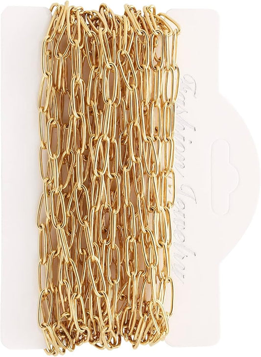 16.4 feet necklace chains for jewelry making, gold plated stainless steel chains bulk for diy necklace bracelet pendant supplies