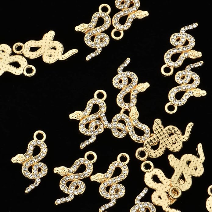 Pack of 20 Rhinestone Charms Gold Plated Pendants Pave Crystal Accessories for Necklace Bracelet Jewelry Making DIY Crafting