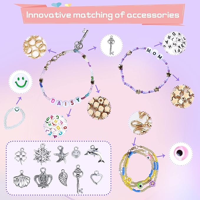 greentime 49000pcs 2mm seed beads 92 colors small beads kit bracelet beads with pendant charms kit and letter beads for bracelets necklace ring making, diy, art and craft