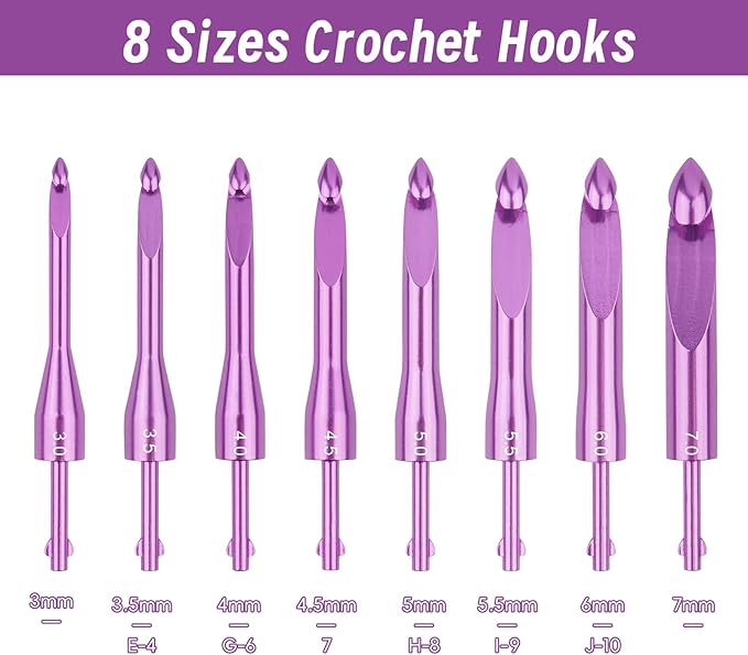 BsHooker Interchangeable Crochet Hooks Set with Case Inline Crochet Hooks Size from 3mm-8mm Ergonomic Handle Crochet Needles Set with Case for Beginners