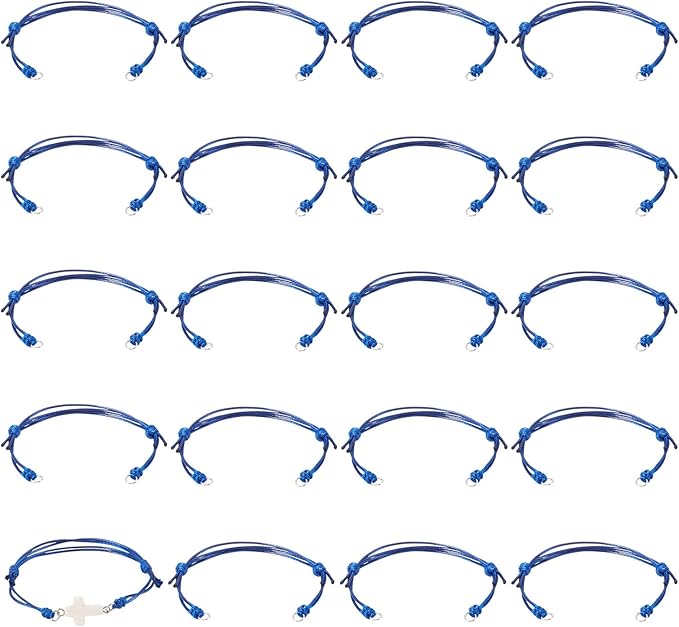 KISSITTY 20pcs Adjustable Bracelet Cords for Connector Charms Waxed Polyester Thread Cord Midnight Blue Color Half Finished Bracelet for Friendship Bracelets Jewelry Making