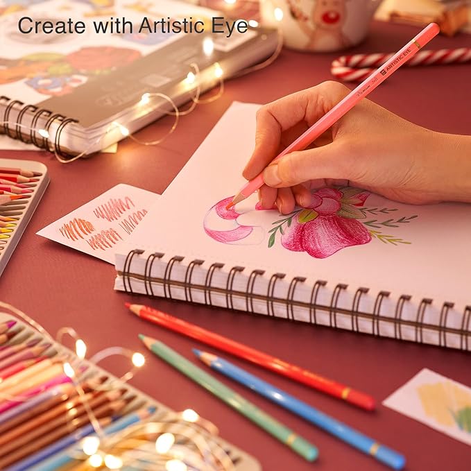 artistic eye 9x12 premium sketch book set, 100 sheets, spiral bound, 68lb (100gsm), acid-free drawing paper, ideal for kids, teens & adults (set of 2)