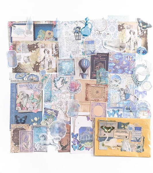 Alideco 100pcs Vintage Scrapbook Supplies Pack for Art Journaling Bullet Junk Journal Planners DIY Paper Stickers Craft Kits Notebook Collage Album Aesthetic Cottageco (bingdaolanbo)