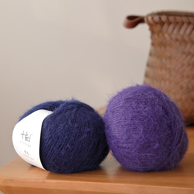 Snowbaby Wool Acrylic Blend Long Pile Yarn,(Worsted) Warm and Luxurious Fuzzy Yarn for Knitting and Crocheting DIY Hats Scarves Sweaters, 2 * 3.52oz/100g 207yds(22-Navy Blue)