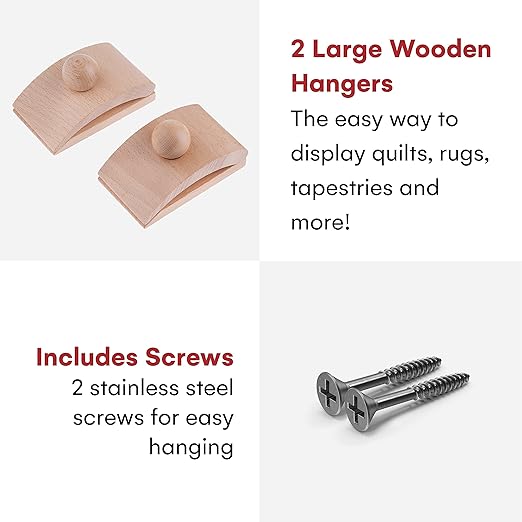 Classy Clamps Wooden Quilt Wall Hangers - 2 Large Clips (Light) and Screws for Tapestry and Wall Hangings - Quilt Rack