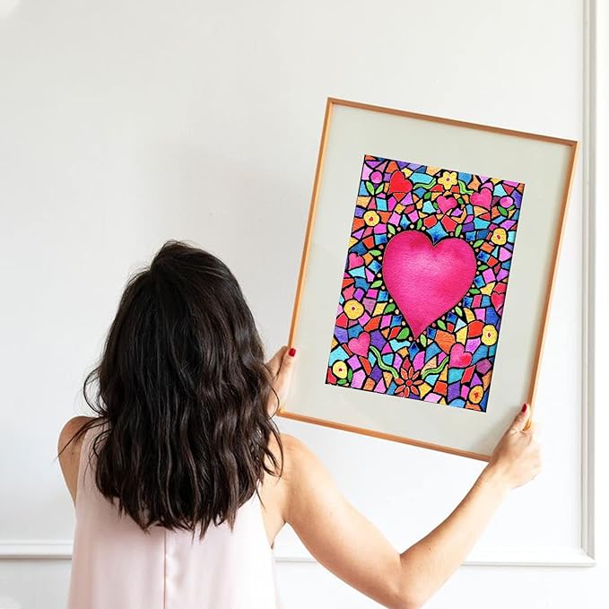 NAIMOER Valentines Diamond Art Kits Heart for Adults, Love Diamonds Art Kits Round Full Drill Diamond Arts Kit Heart Diamond Picture Arts Craft for Home Wall Decor 11.8x15.8 inch