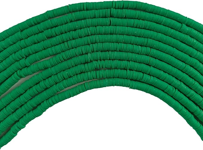 3500 Pcs 6mm Colorful Flat Clay Beads for DIY Polymer Round Handmade Jewelry Making for Necklace Bracelet Earring Pendant and Anklet Craft Making(DeepGreen)