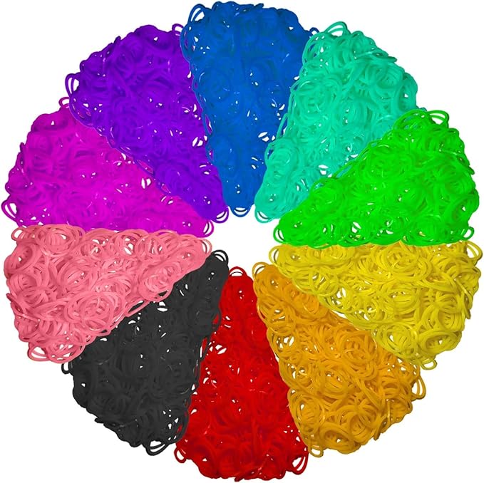 USKMOTO 10 Colors 3000+ Rubber Band Bracelet Refill Kit, Multi-Colors Rubberband Bracelets Making Kit for Kids Weaving DIY Rubber Bands Crafting Gift (10 Colors A Series)
