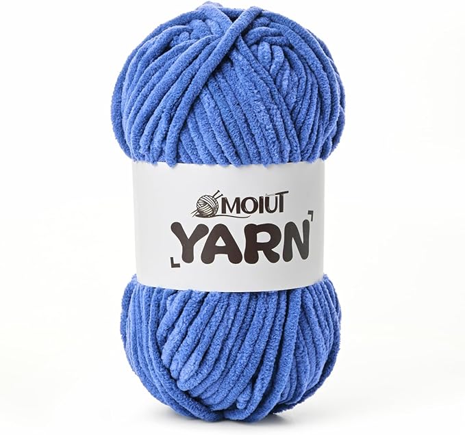 Fluffy Chenille Yarn for Crocheting, Chunky Velvet Yarns for Crochet Amigurumi, Baby Yarn for Crocheting Soft Blanket, 87.4yds /3.5 oz Bulky Yarns for Crafts/Hats/Shoes/Socks (Azure)