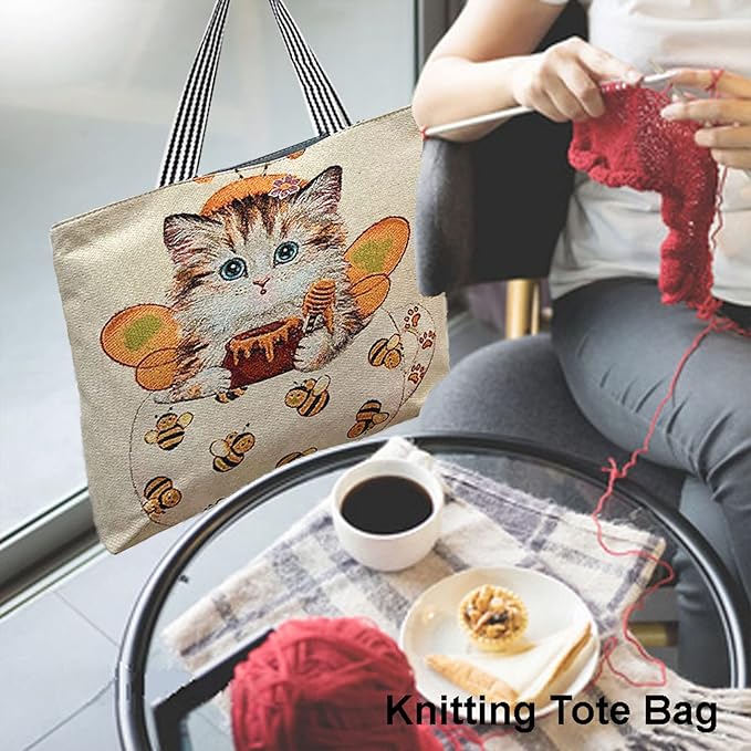 Crochet Bag Organizer for Yarn, Large Knitting Bag Portable Yarn Storage Bag for Knitting Needles Crochet Hooks (H)
