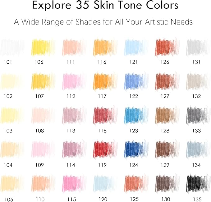 36 Skin Tones Colored Pencils Portrait Set Oil Based Pre-sharpened Drawing Pencils for Beginner Adult Artist Coloring Book Drawing Sketching Art Project, With Light Fast Ratings