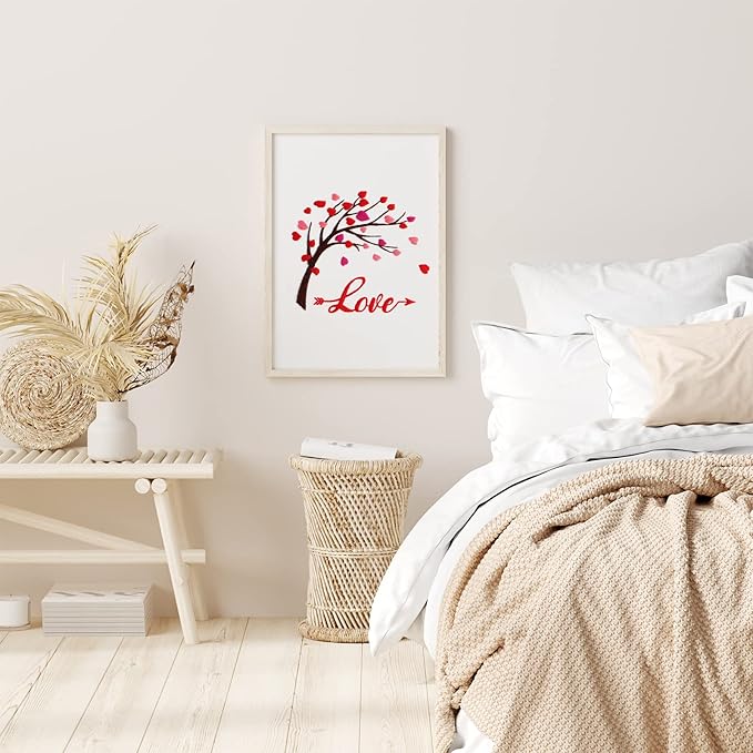 Louise Maelys Love Heart Tree Beginners Embroidery Kits,Cross Stitch Starter Kit for Adults Including Cloth with Lovers Pattern Hoop Needles Instruction and Threads