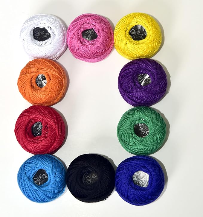 Crochet Thread 10 Balls Cardinal Size 8 for Crochet Hardanger Cross Stitch Needlepoint Hand Embroidery (Cool Color Series)