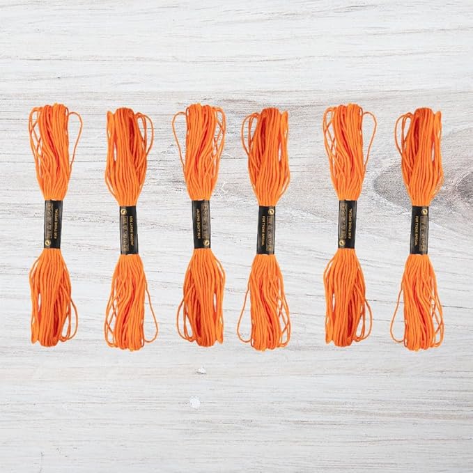 embroidery floss pack – 6 skeins, 8.7 yards each – international orange embroidery floss for needlework, diy bracelets, crafting, weaving