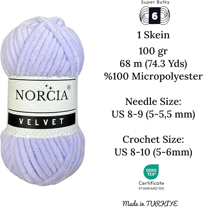 Soft Velvet Yarn Chenille Yarn for Crocheting Baby Blanket Yarn for Knitting Amigurumi Yarn Fancy Yarn for Crochet Weaving Craft (Lilac, 3 Skeins)