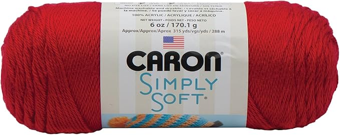Caron Simply Soft Harvest Red Yarn - 3 Pack of 170g/6oz - Acrylic - 4 Medium (Worsted) - 315 Yards - Knitting/Crochet